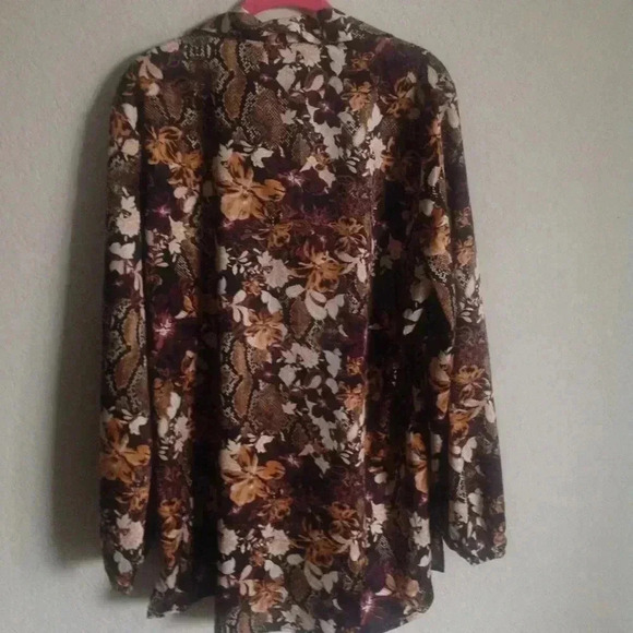 New! Marc New York Floral/Python Print Long Sleeve Business Casual Blouse SizeXL - Picture 4 of 5
